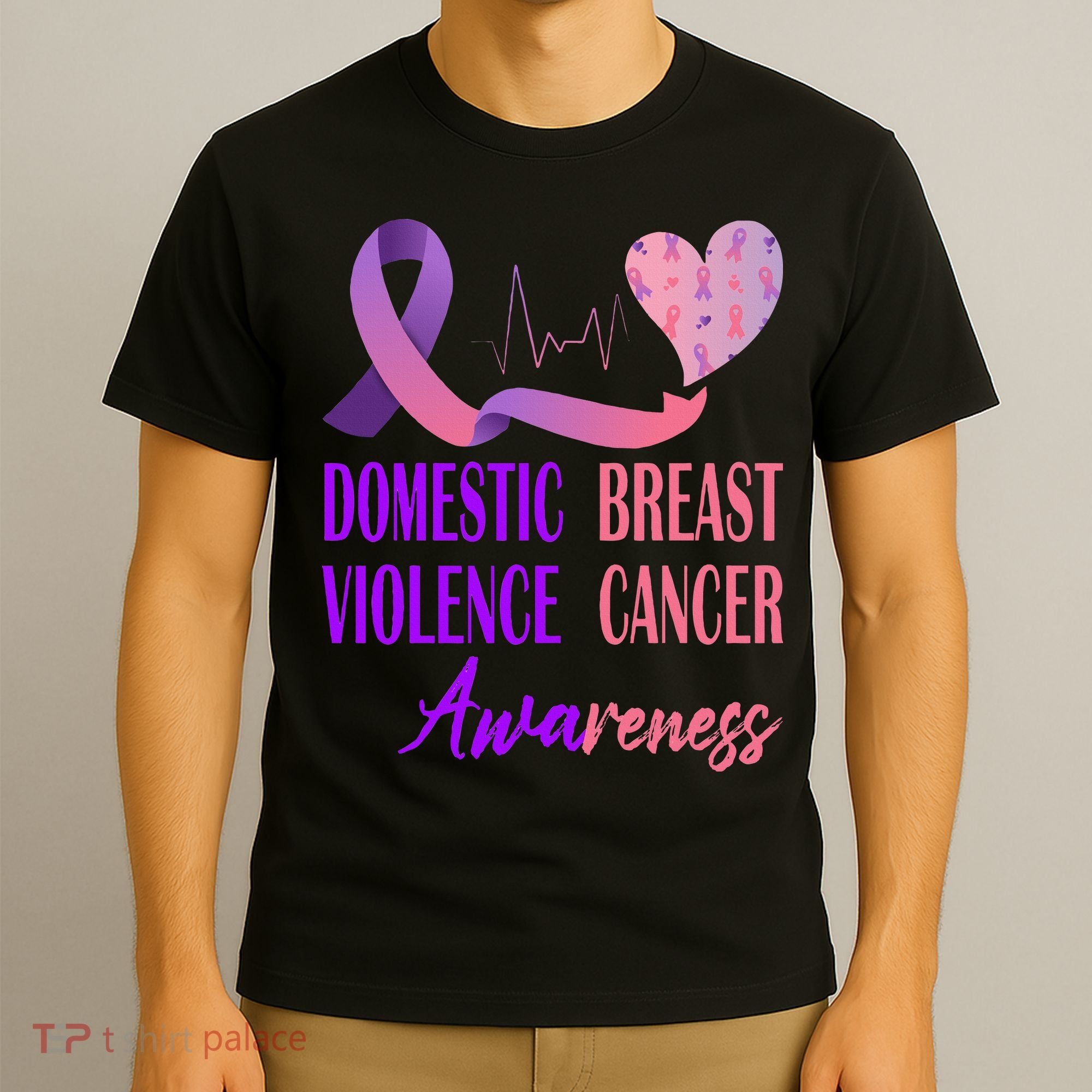 Domestic Violence And Breast Cancer Awareness Month Support T-Shirt
