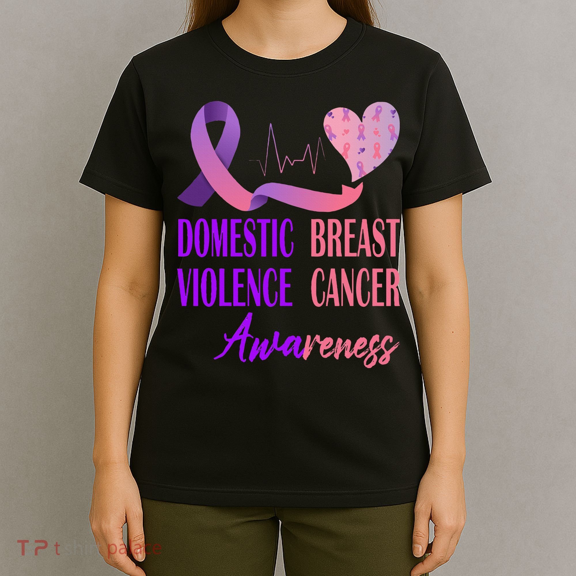 Domestic Violence And Breast Cancer Awareness Month Support T-Shirt