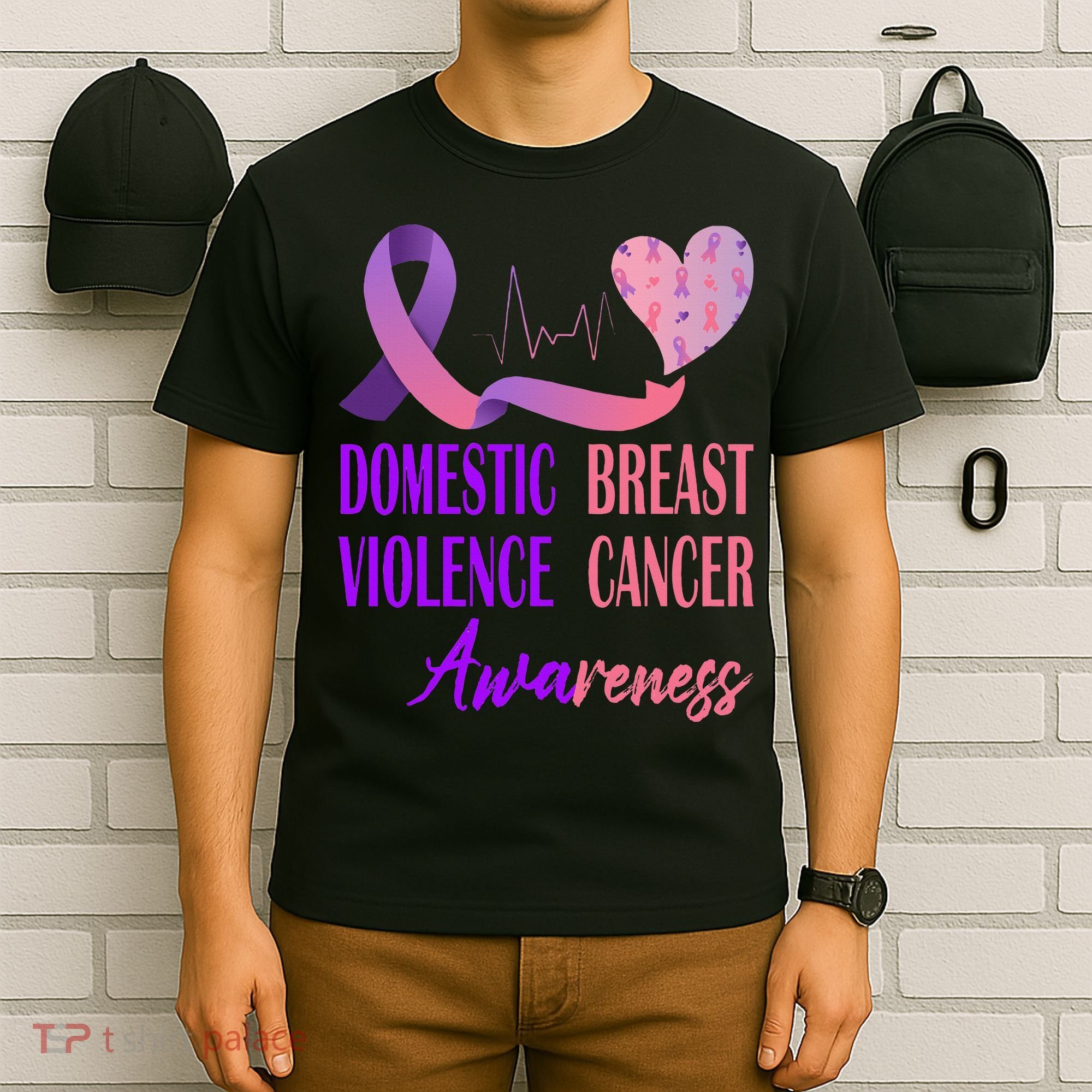 Domestic Violence And Breast Cancer Awareness Month Support T-Shirt