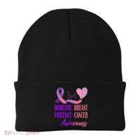 Domestic Violence And Breast Cancer Awareness Month Support Beanie thumb 0