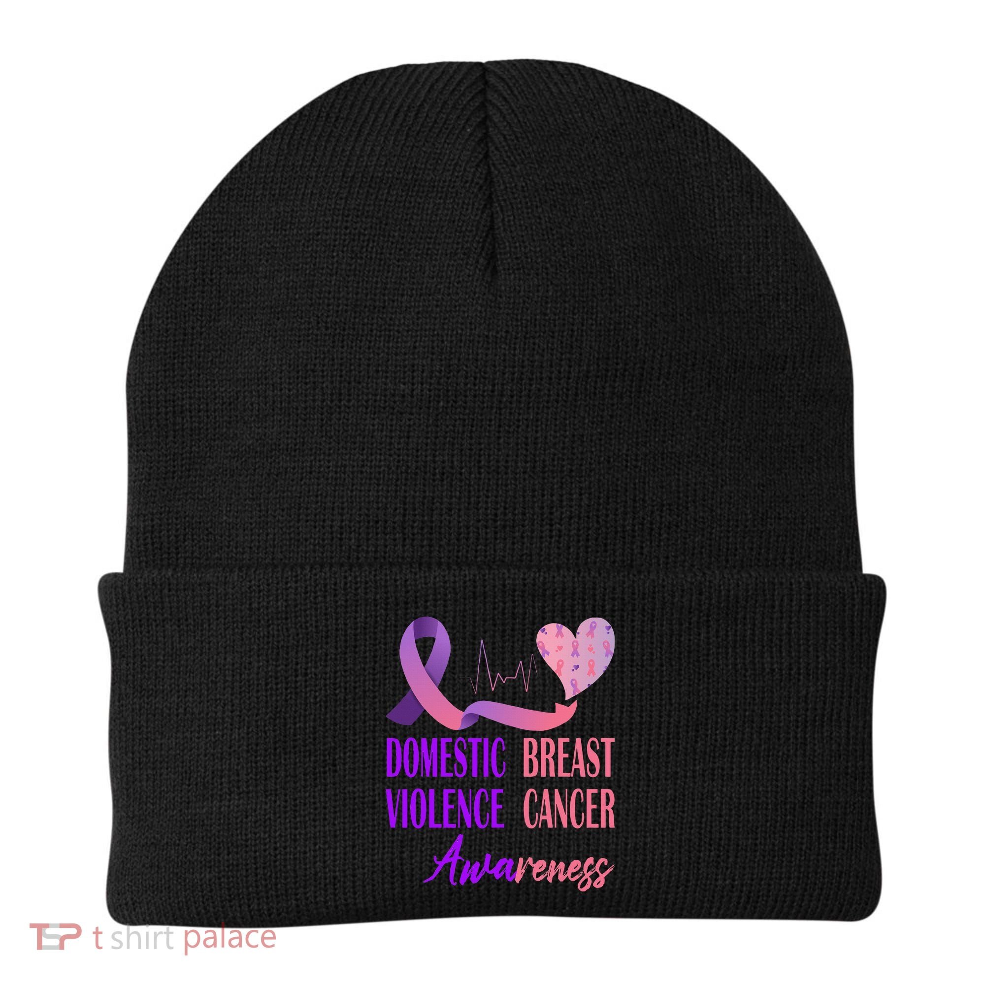 Domestic Violence And Breast Cancer Awareness Month Support Beanie
