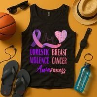 Domestic Violence And Breast Cancer Awareness Month Support Tank Top thumb 4