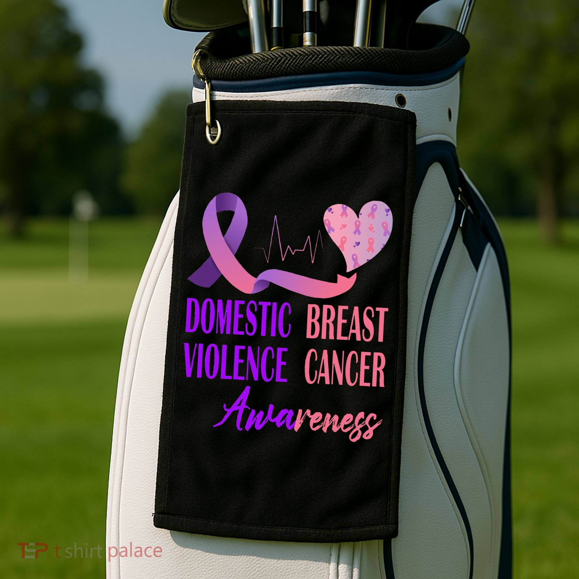 Domestic Violence And Breast Cancer Awareness Month Support Golf Towel