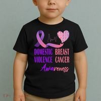 Domestic Violence And Breast Cancer Awareness Month Support Toddler T-Shirt thumb 2