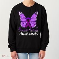 Domestic Violence Awareness Butterfly Purple Ribbon Support Women's Sweatshirt thumb 0