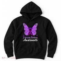 Domestic Violence Awareness Butterfly Purple Ribbon Support Hoodie thumb 0
