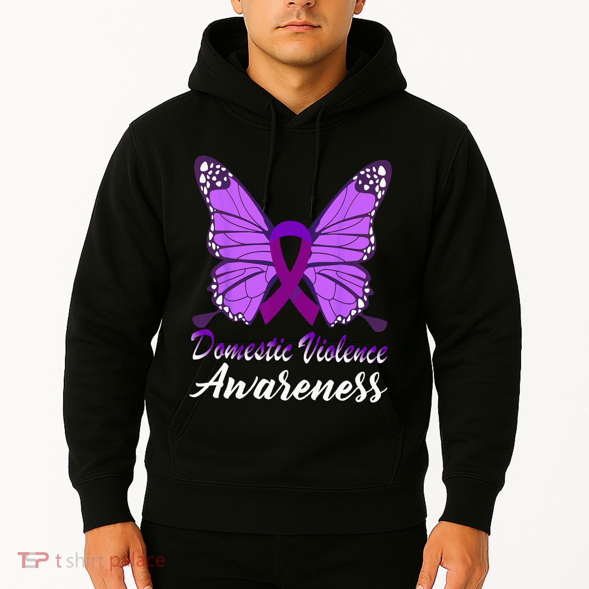 Domestic Violence Awareness Butterfly Purple Ribbon Support Hoodie