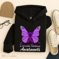 Domestic Violence Awareness Butterfly Purple Ribbon Support Hoodie thumb 4