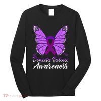 Domestic Violence Awareness Butterfly Purple Ribbon Support Long Sleeve Shirt thumb 0