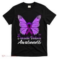 Domestic Violence Awareness Butterfly Purple Ribbon Support T-Shirt thumb 0