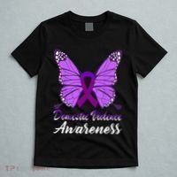 Domestic Violence Awareness Butterfly Purple Ribbon Support T-Shirt thumb 5