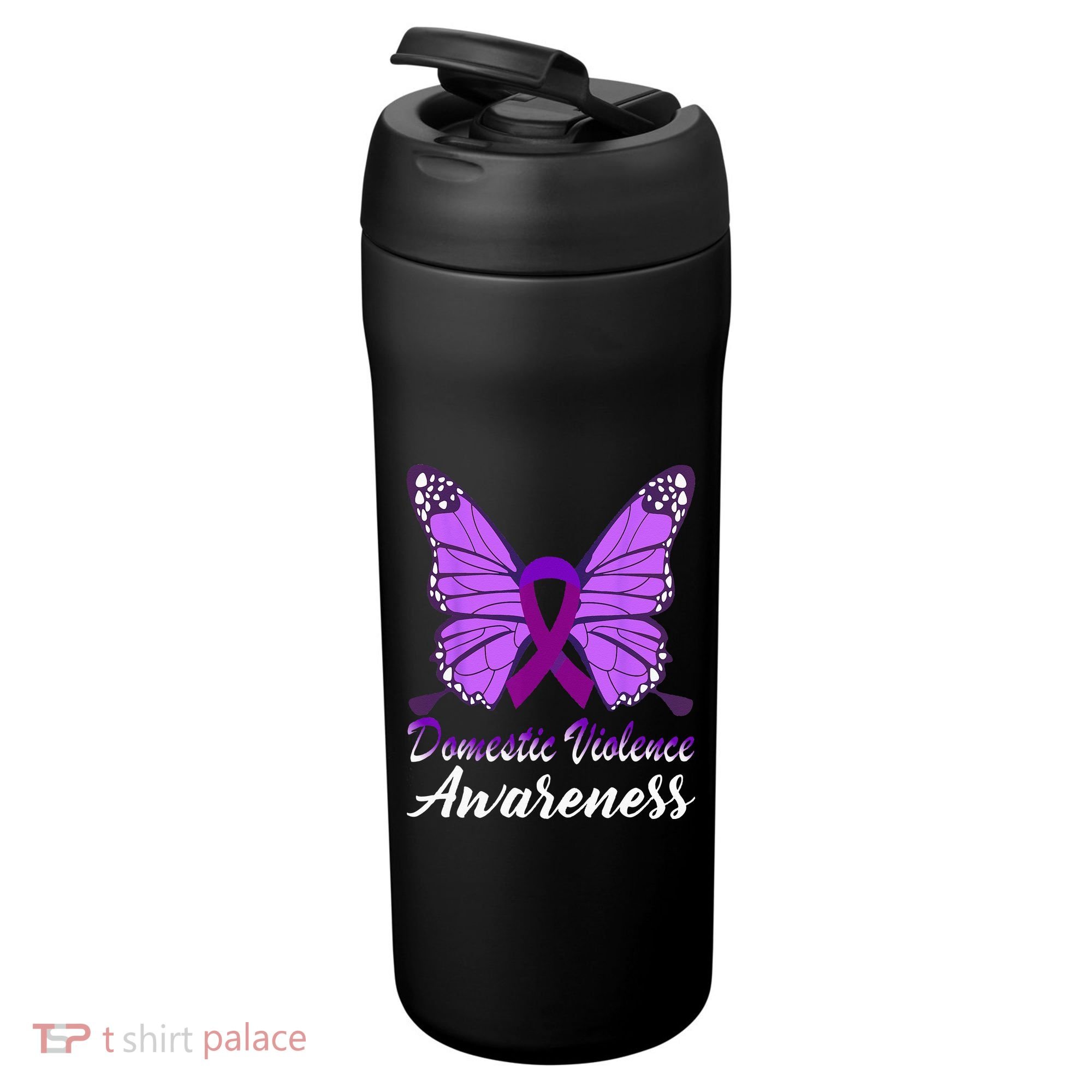 Domestic Violence Awareness Butterfly Purple Ribbon Support 24oz Duet Stainless Steel Tumbler