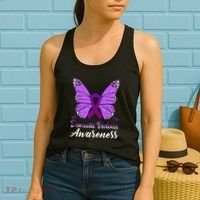 Domestic Violence Awareness Butterfly Purple Ribbon Support Women's Tank Top thumb 2