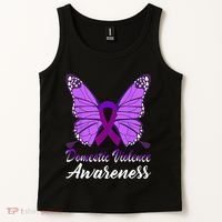 Domestic Violence Awareness Butterfly Purple Ribbon Support Tank Top thumb 2