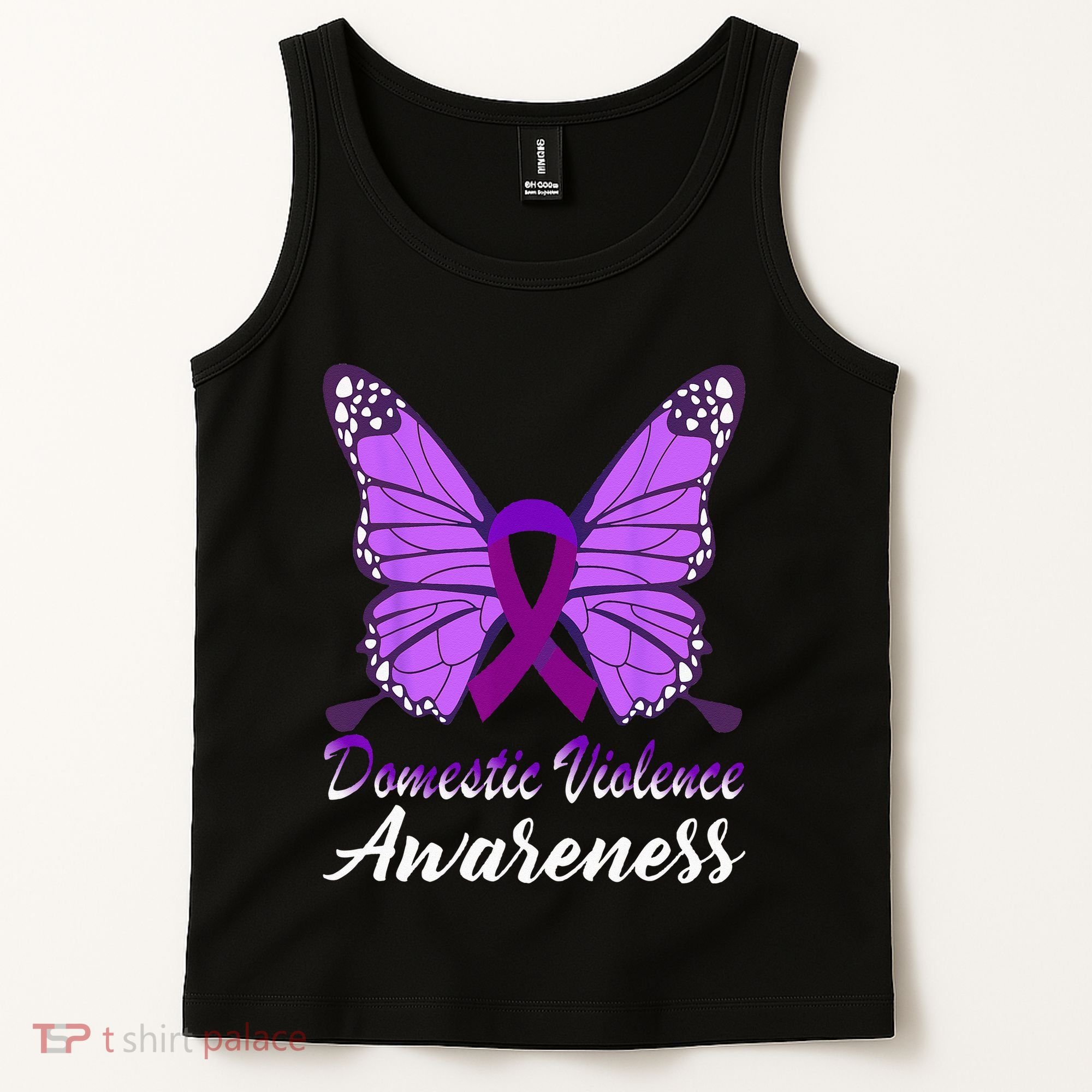 Domestic Violence Awareness Butterfly Purple Ribbon Support Tank Top