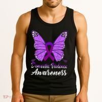 Domestic Violence Awareness Butterfly Purple Ribbon Support Tank Top thumb 3