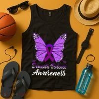 Domestic Violence Awareness Butterfly Purple Ribbon Support Tank Top thumb 4