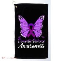 Domestic Violence Awareness Butterfly Purple Ribbon Support Golf Towel thumb 0