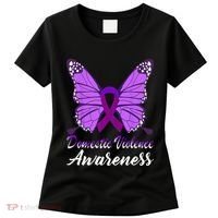 Domestic Violence Awareness Butterfly Purple Ribbon Support Women's T-Shirt thumb 0