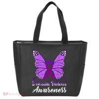 Domestic Violence Awareness Butterfly Purple Ribbon Support Tote Bag thumb 0