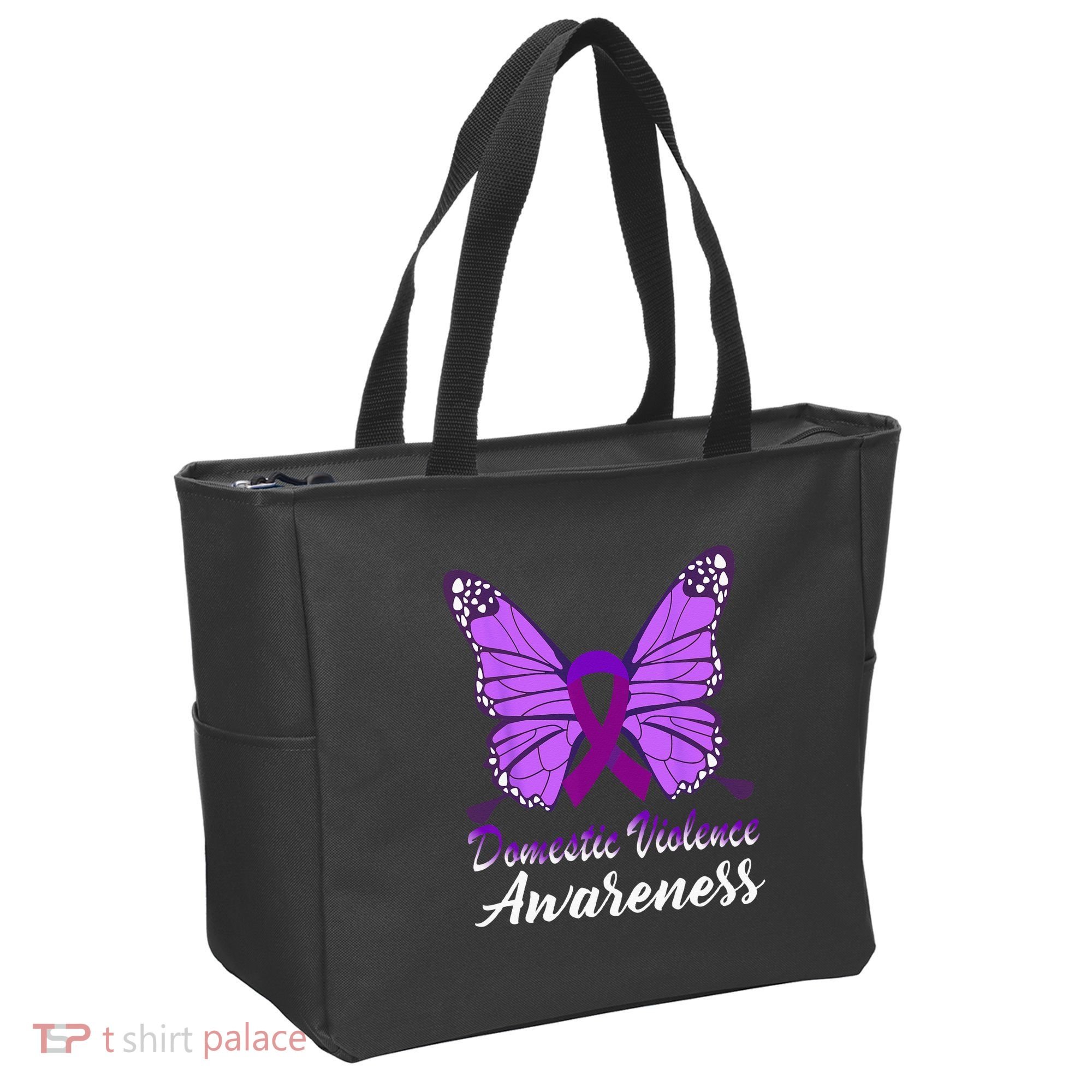 Domestic Violence Awareness Butterfly Purple Ribbon Support Tote Bag