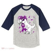 Domestic Violence Awareness Purple Ribbon Kids Colorblock Raglan Jersey thumb 0