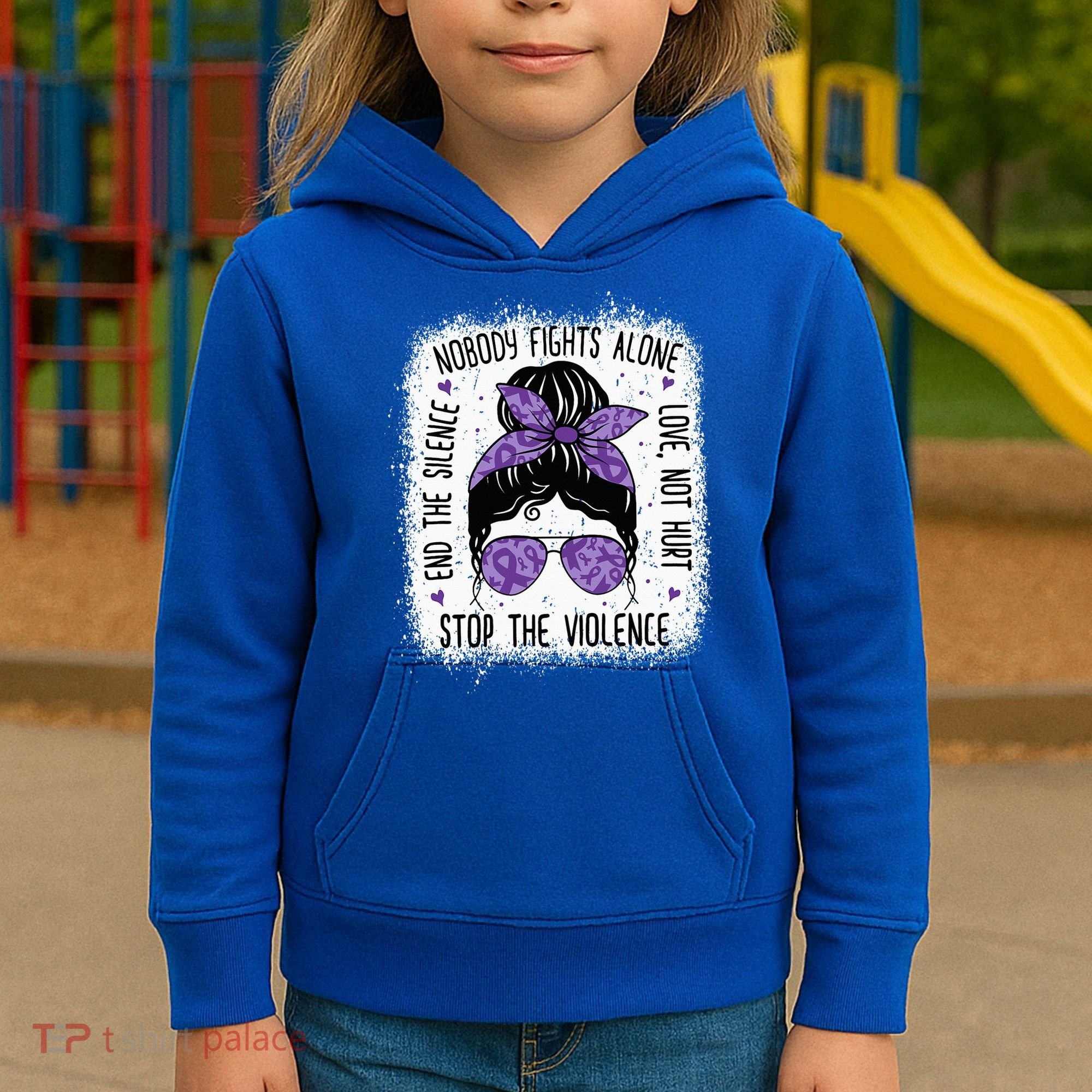 Domestic Violence Awareness Stop End Domestic Violence Kids Hoodie