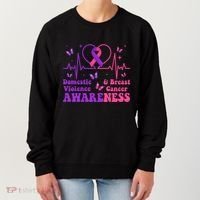 Domestic Violence & Breast Cancer Awareness Month Warrior Women's Sweatshirt thumb 0