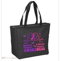 Domestic Violence & Breast Cancer Awareness Month Warrior Tote Bag thumb 2