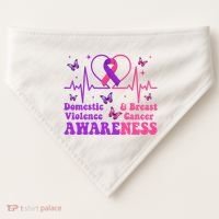 Domestic Violence & Breast Cancer Awareness Month Warrior USA-Made Doggie Bandana thumb 0