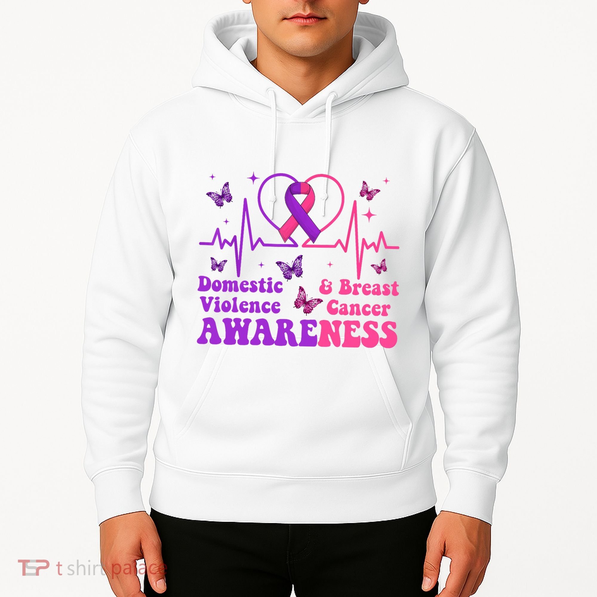 Domestic Violence & Breast Cancer Awareness Month Warrior Hoodie