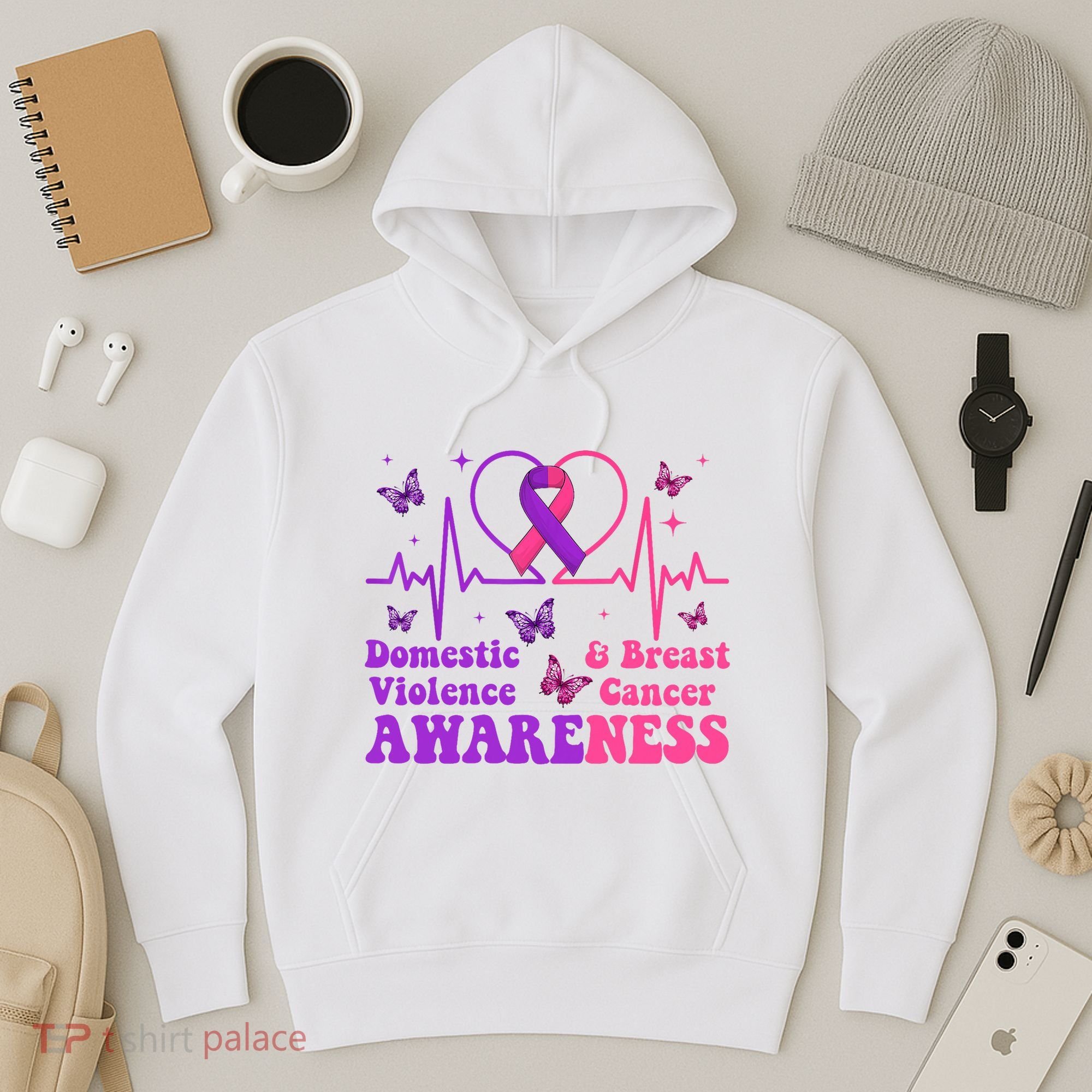 Domestic Violence & Breast Cancer Awareness Month Warrior Hoodie
