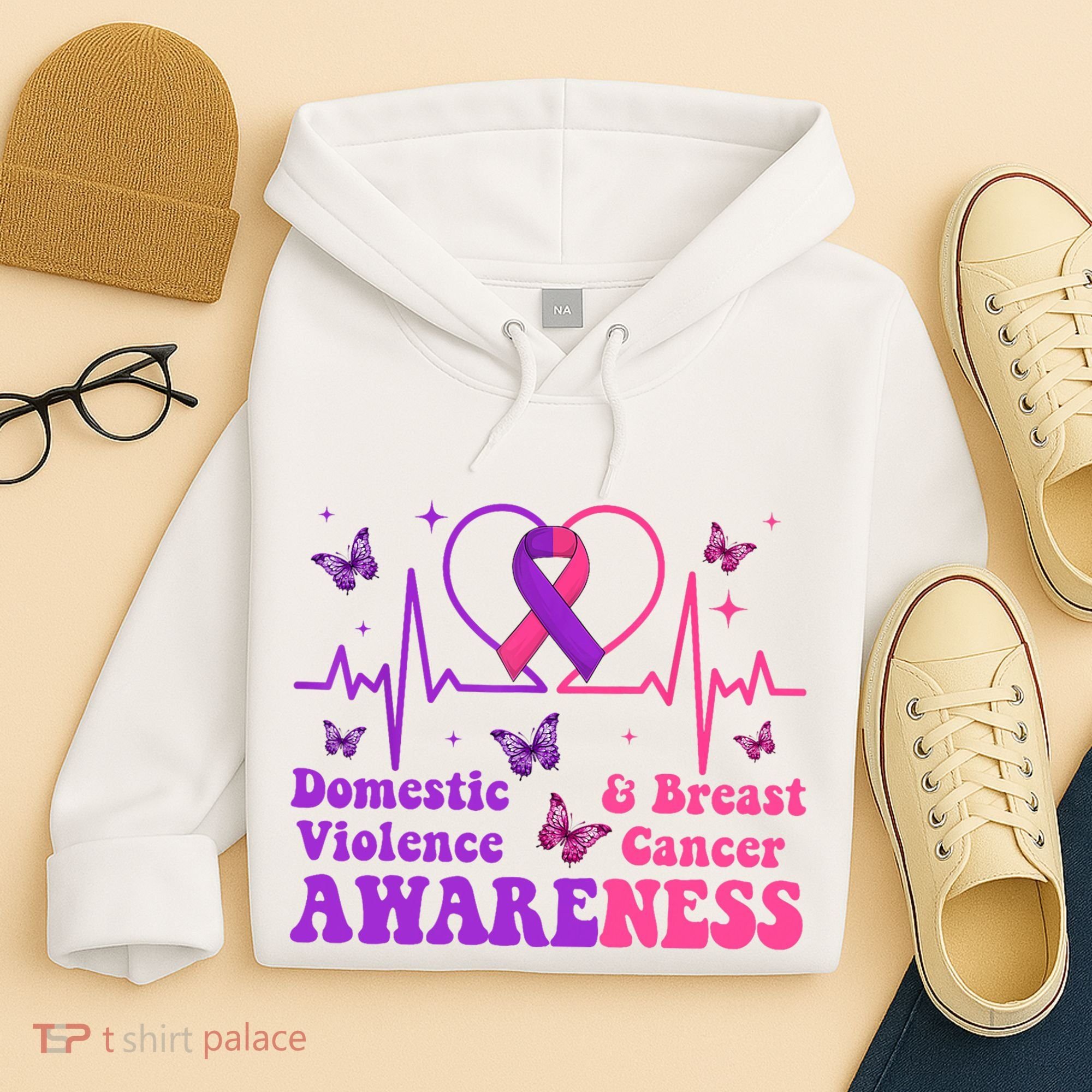 Domestic Violence & Breast Cancer Awareness Month Warrior Hoodie