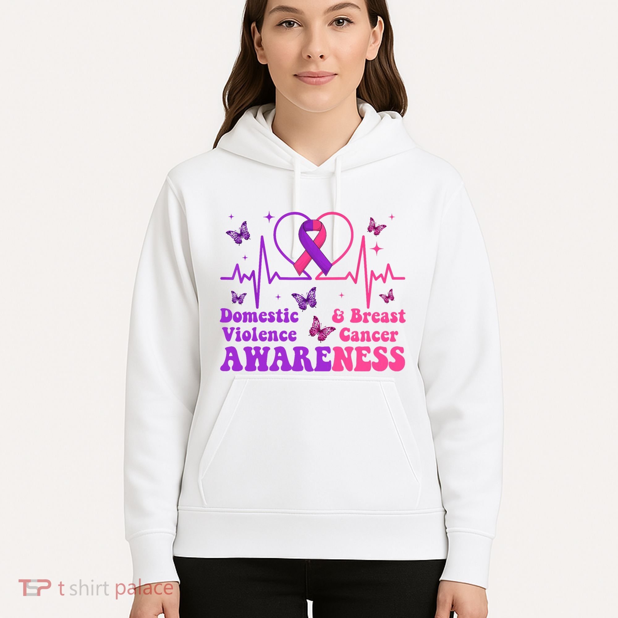 Domestic Violence & Breast Cancer Awareness Month Warrior Hoodie