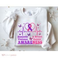 Domestic Violence & Breast Cancer Awareness Month Warrior Sweatshirt thumb 2