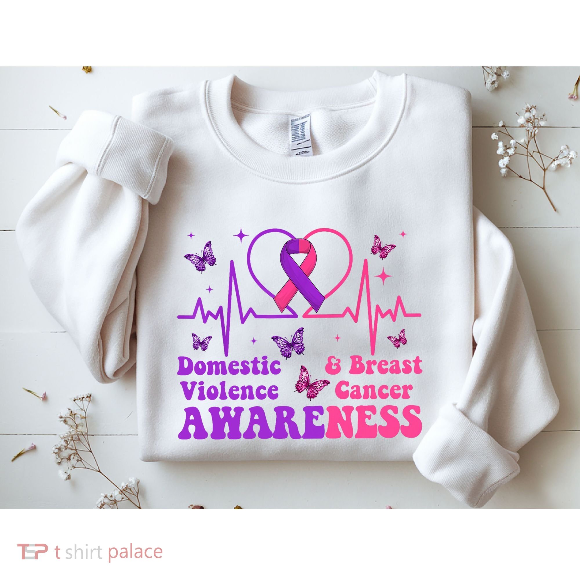 Domestic Violence & Breast Cancer Awareness Month Warrior Sweatshirt