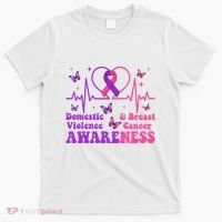 Domestic Violence & Breast Cancer Awareness Month Warrior T-Shirt thumb 0