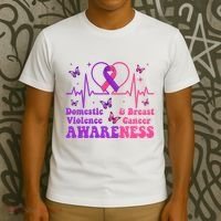 Domestic Violence & Breast Cancer Awareness Month Warrior T-Shirt thumb 3