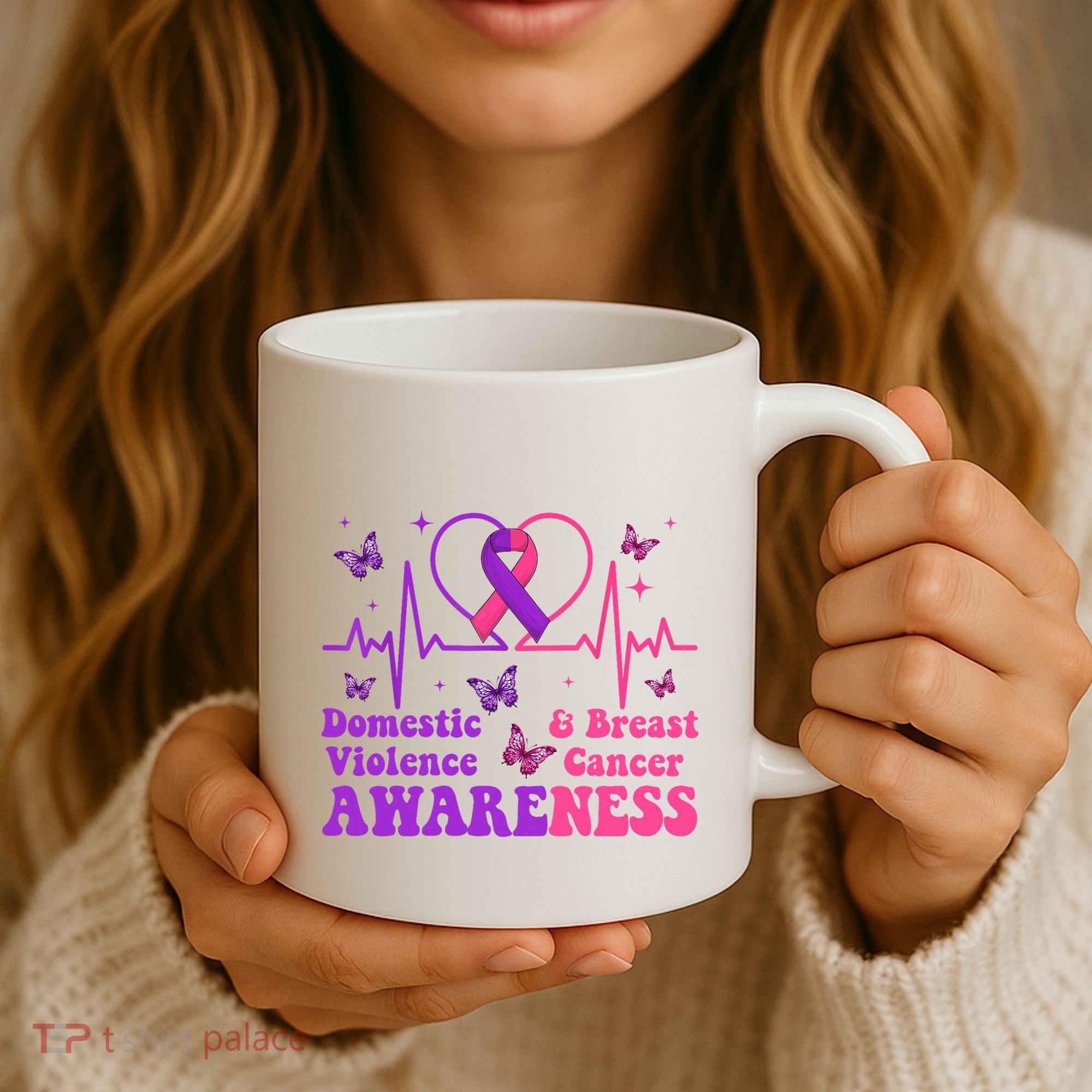 Domestic Violence & Breast Cancer Awareness Month Warrior Coffee Mug