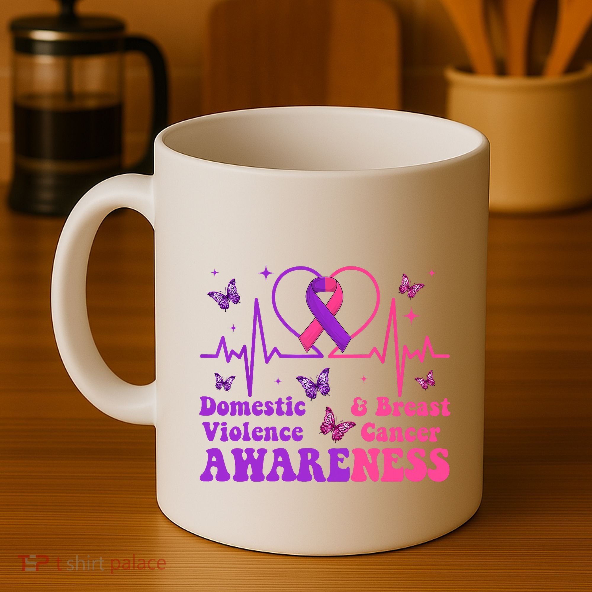 Domestic Violence & Breast Cancer Awareness Month Warrior Coffee Mug