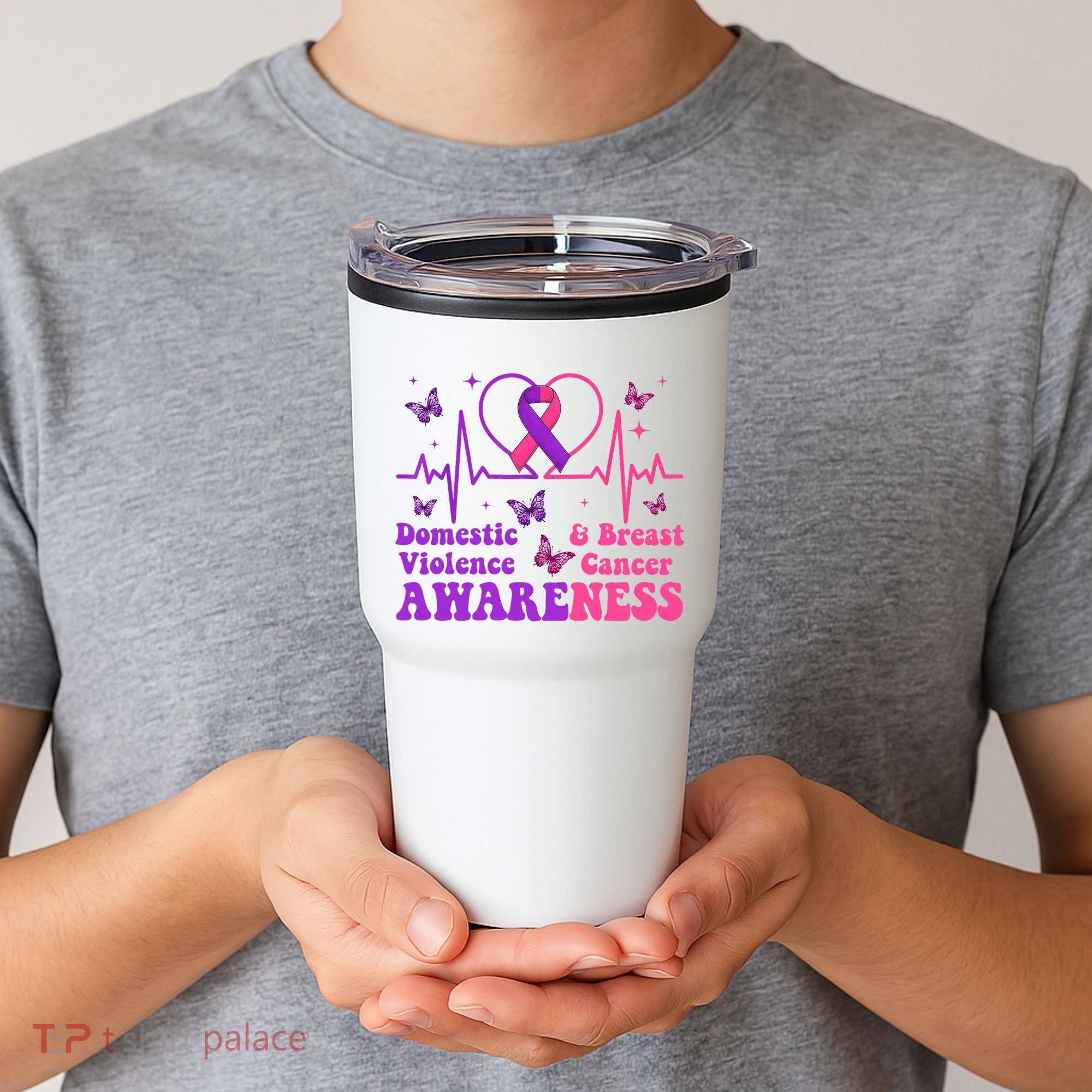 Domestic Violence & Breast Cancer Awareness Month Warrior Tumbler