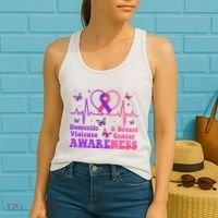 Domestic Violence & Breast Cancer Awareness Month Warrior Women's Tank Top thumb 2