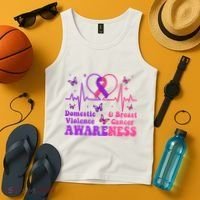 Domestic Violence & Breast Cancer Awareness Month Warrior Tank Top thumb 4