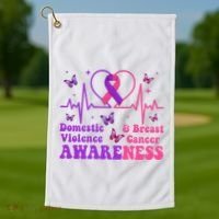 Domestic Violence & Breast Cancer Awareness Month Warrior Golf Towel thumb 1
