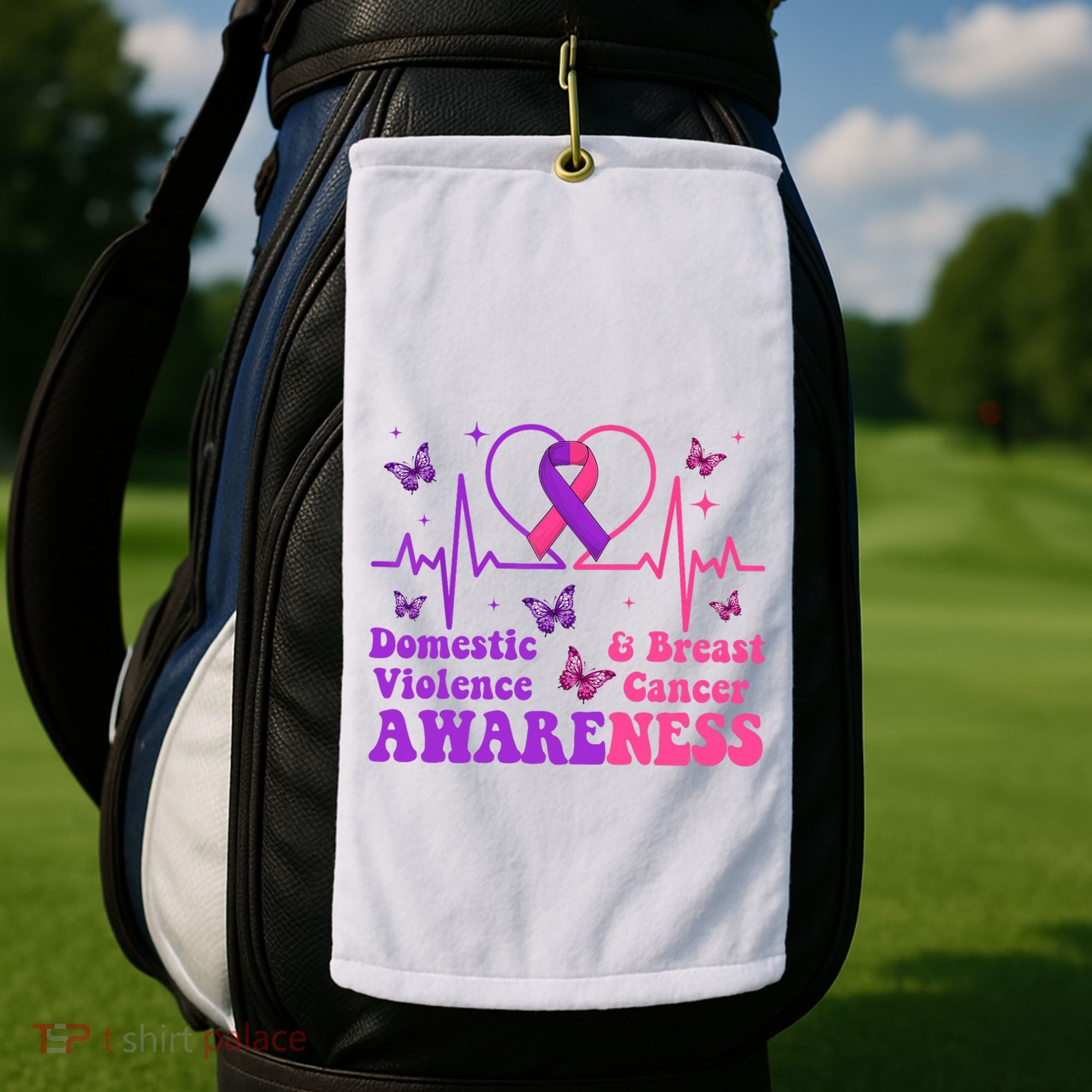 Domestic Violence & Breast Cancer Awareness Month Warrior Golf Towel