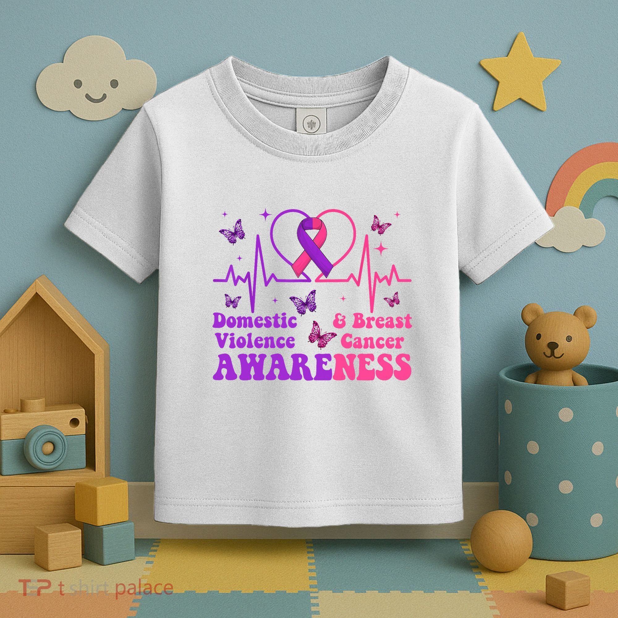 Domestic Violence & Breast Cancer Awareness Month Warrior Toddler T-Shirt