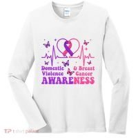 Domestic Violence & Breast Cancer Awareness Month Warrior Women's Long Sleeve Shirt thumb 0