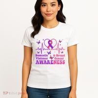 Domestic Violence & Breast Cancer Awareness Month Warrior Women's T-Shirt thumb 4