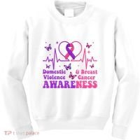 Domestic Violence & Breast Cancer Awareness Month Warrior Kids Sweatshirt thumb 0