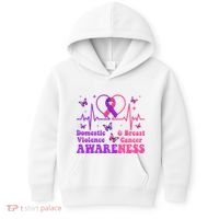 Domestic Violence & Breast Cancer Awareness Month Warrior Kids Hoodie thumb 0